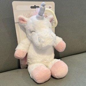Kelly Baby Unicorn Soft Plush Clip On Rattle White Pink Silver Stuffed Toy New